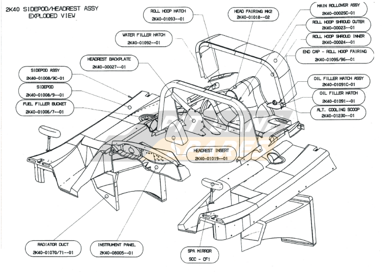 B2K/40 SIDEPOD/HEADREST ASSY